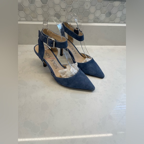 Sole Society Shoes - Blue Sole‎ Society Suede Leather Ankle Strap 2.5 in. Pumps  Women Size 6.5.